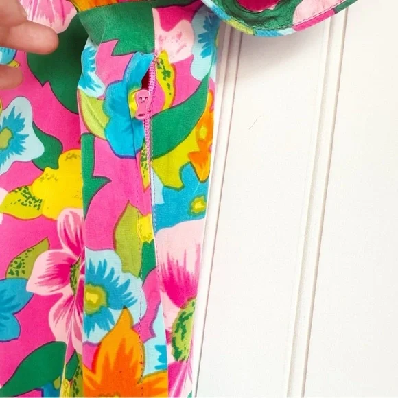 Albert Nipon Size 12 100% Silk Vibrant Floral Shift Dress Vintage - Picture 3 of 5